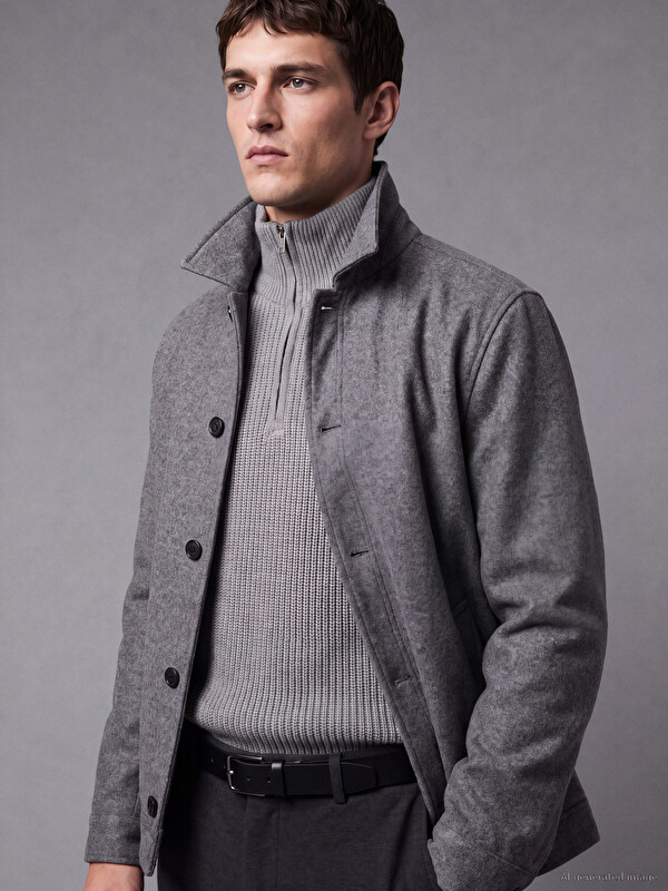 LCW Vision Regular Fit Erkek Kaşe Gömlek Ceket