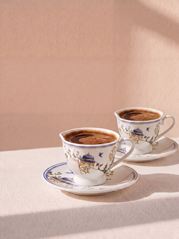 LCW HOME 2 Person Printed Porcelain Coffee Cup Set