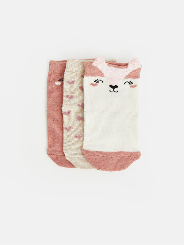 LCW ECO Animal Figured and Patterned Girls' Ankle Socks 3-pack