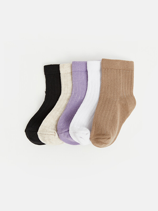 LCW ECO Girls' Ribbed Ankle Socks 5 Pack