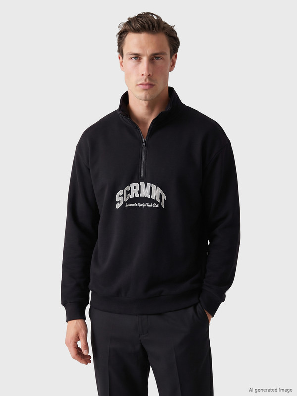 LC WAIKIKI Dik Yaka Baskılı Erkek Sweatshirt
