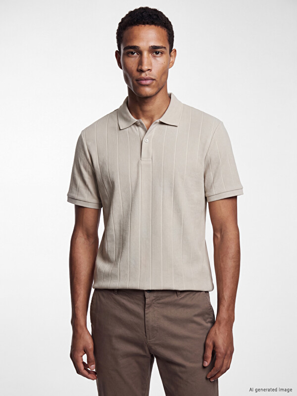 LCW Vision Polo Yaka Standart Fit Ribana Erkek Tişört