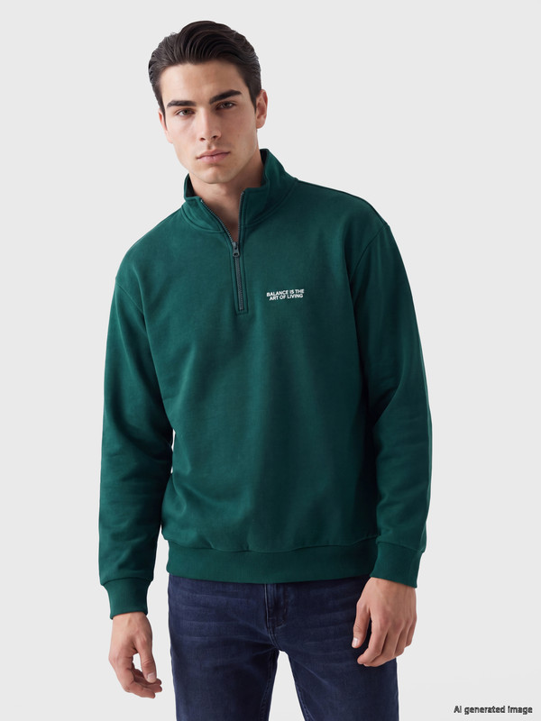 LC WAIKIKI Dik Yaka Baskılı Erkek Sweatshirt