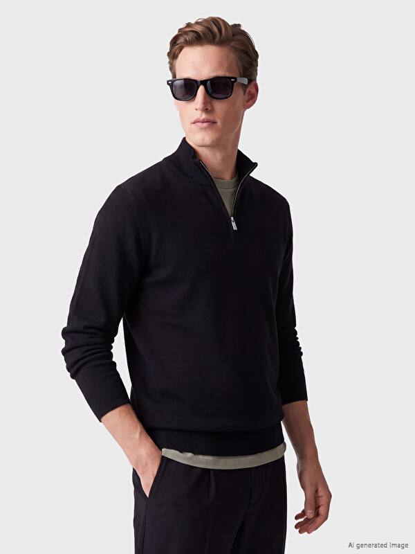 SOUTHBLUE Mock Neck Men's Knitwear Sweater