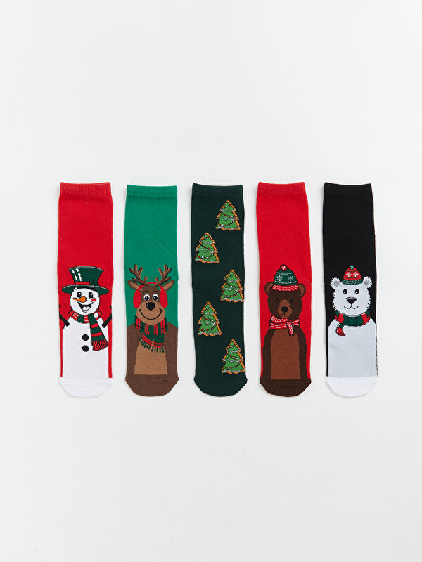 LCW Kids New Year Themed Patterned Boys' Ankle Socks 5 Pack