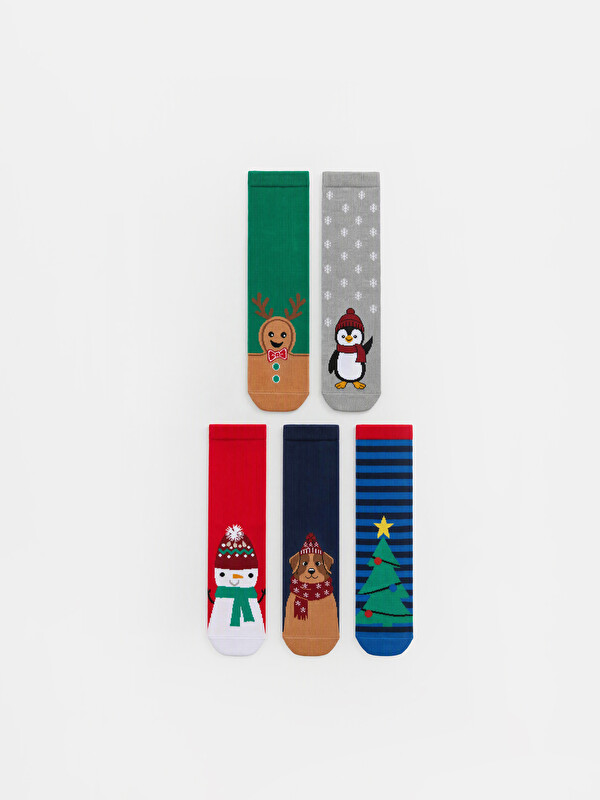 LCW Kids Christmas Themed Boys' 5-pack Ankle Socks