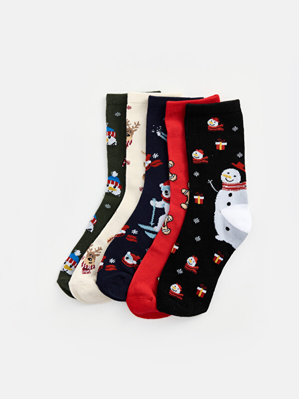 LCW Kids 5 Pack New Year Themed Boys' Ankle Socks