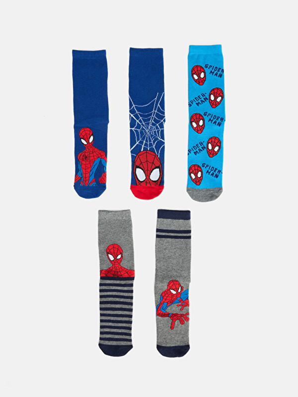 LCW Kids Spider-Man Desenli Erkek Çocuk Soket Çorap 5'li