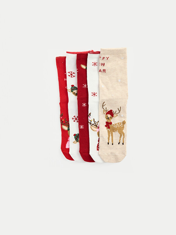 LCW Kids 5 Pack New Year Themed Girls' Ankle Socks