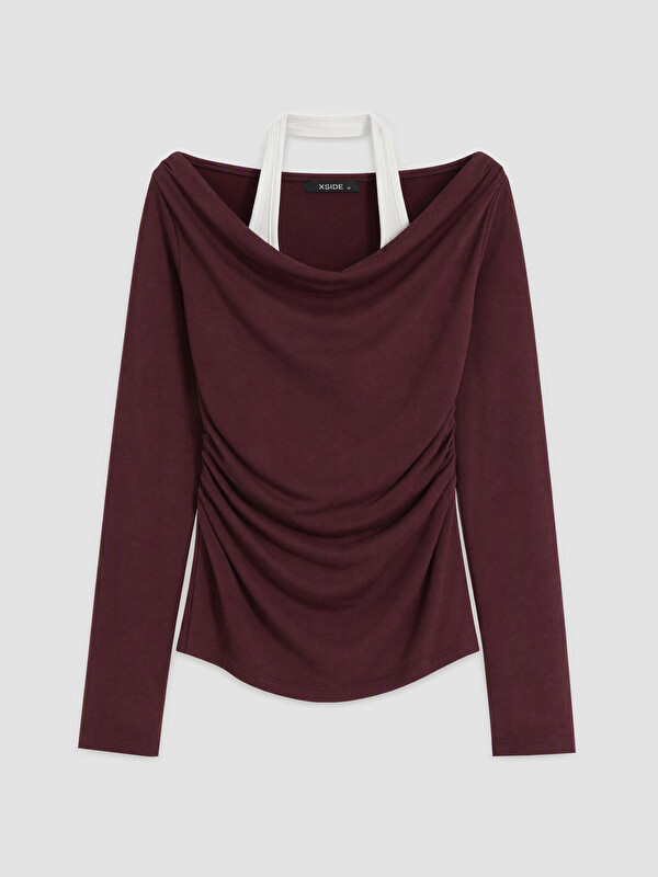 XSIDE Blouse Rouge Bordeaux Femme