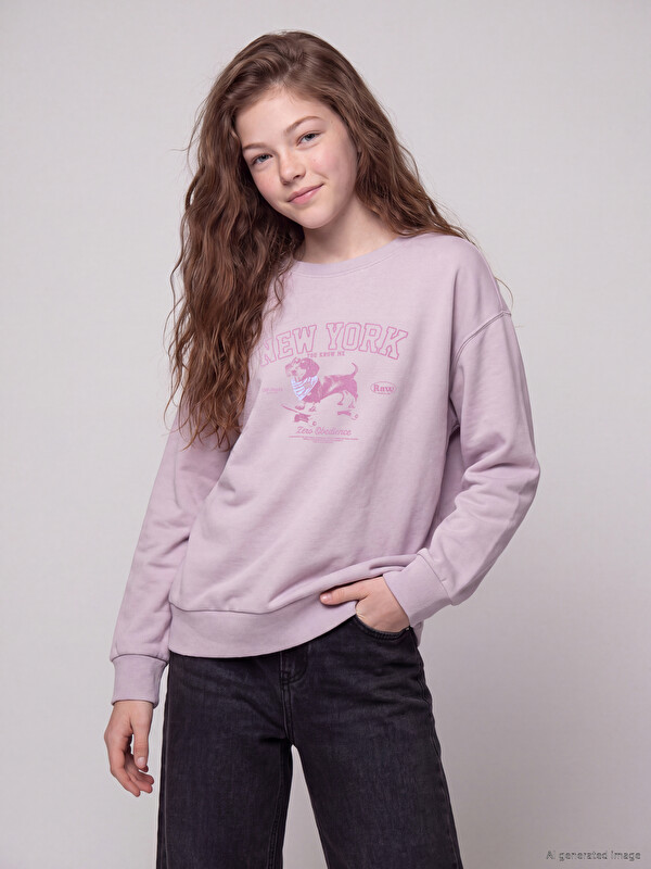 LCW Kids Printed Girls' Thick Sweatshirt