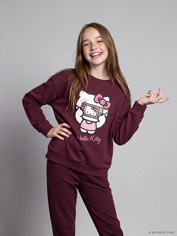 LCW Kids Hello Kitty Girls' Thick Sweatshirt