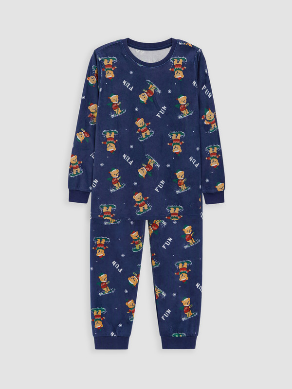 LCW Kids New Year Themed Boys' Velvet Pyjamas Set