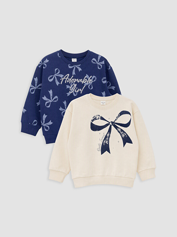 LCW Kids Printed Girls' Thick Sweatshirt 2-pack