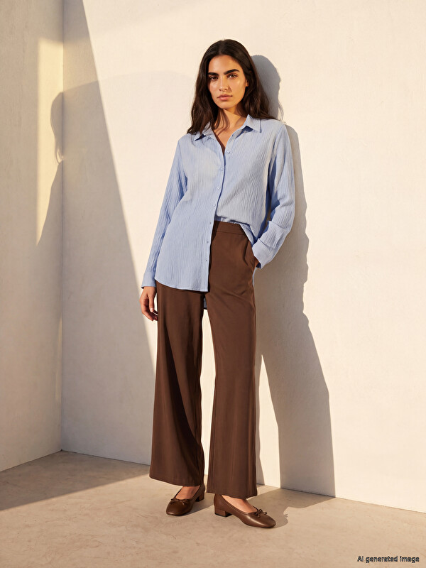 LCWAIKIKI Classic Elastic Waist Wide Leg Women's Trousers