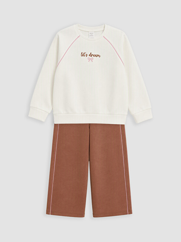 LCW Kids Crew Neck Printed Girls' Set