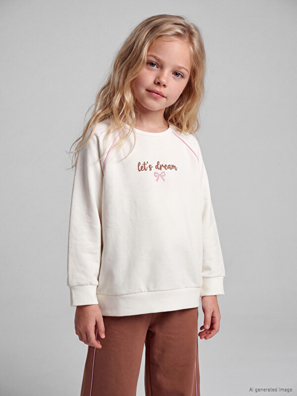 LCW Kids Crew Neck Printed Girls' Set