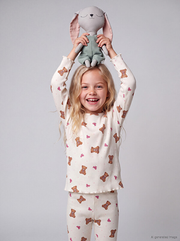LCW Kids Crew Neck Girls' Pyjamas Set