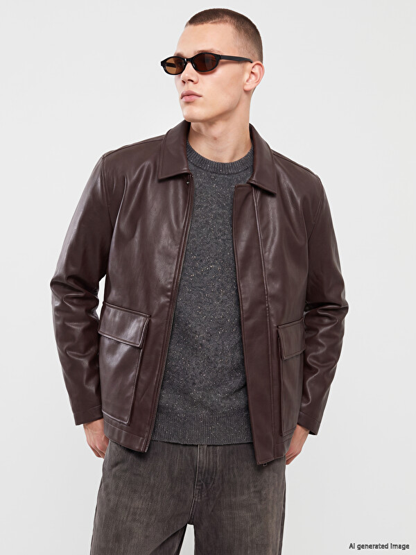 XSIDE Regular Fit Erkek Deri Görünümlü Ceket