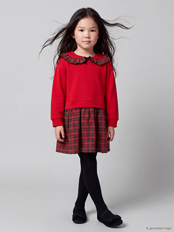 LCW Kids Peter Pan Collar Plaid Girls' Dress