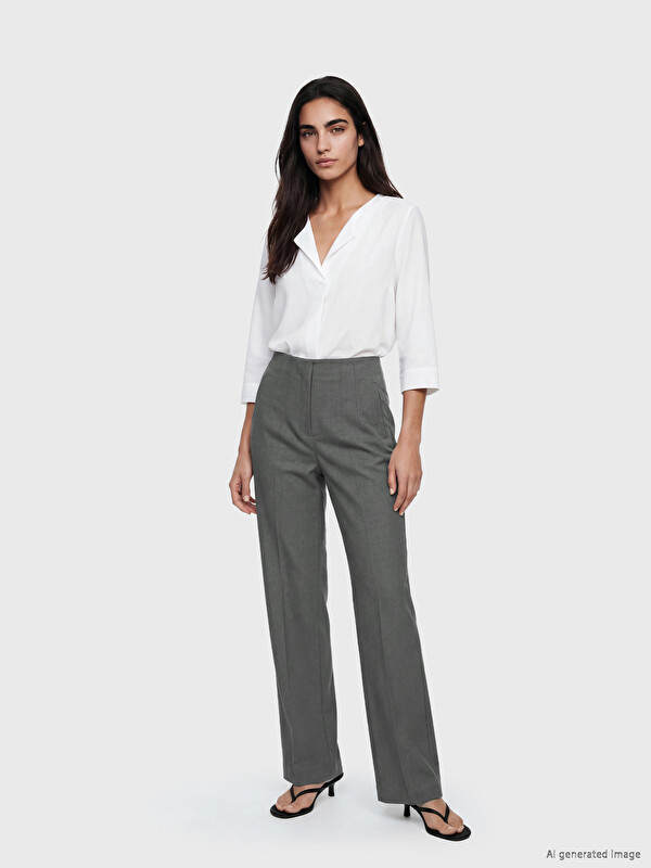 LCW Vision Pantalon en tissu pour femme à coupe régulière