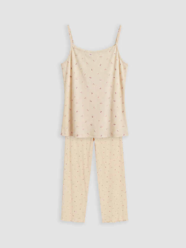 LCW DREAM U Yaka Çiçekli Kadın Pijama Takım