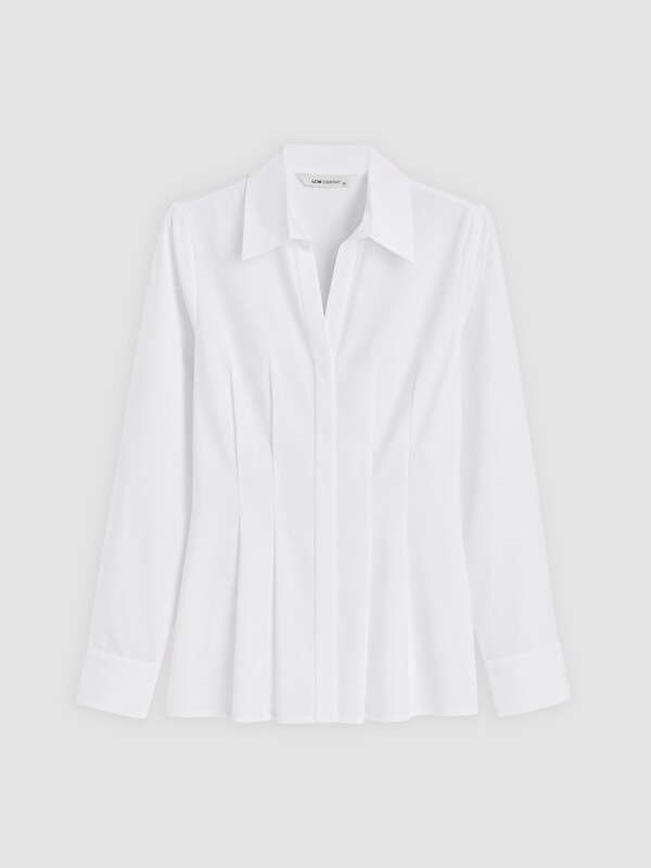 LCW EVERYDAY Pleated Peplum Women's Shirt