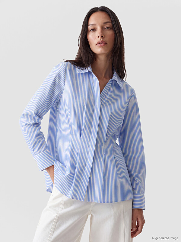LCW EVERYDAY Çizgili Peplum Kadın Gömlek