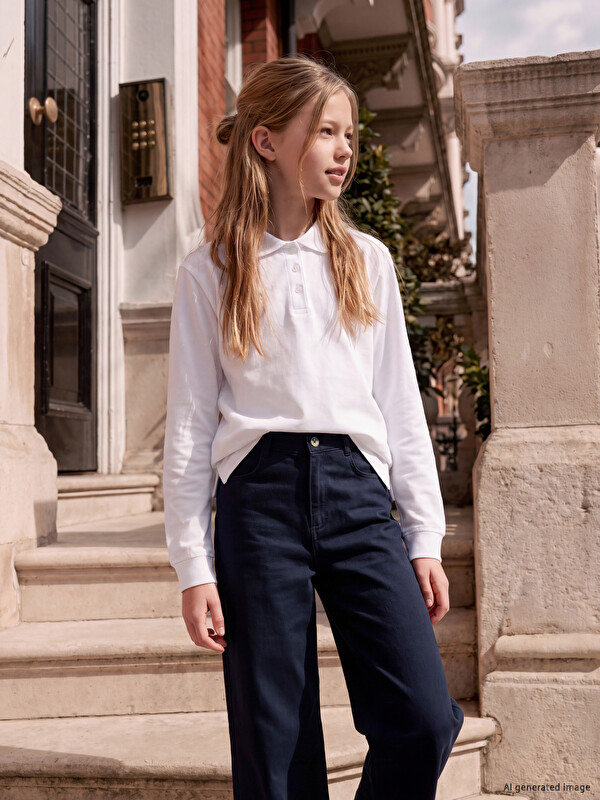 LCW Kids Polo Collar Girls' Pique T-Shirt
