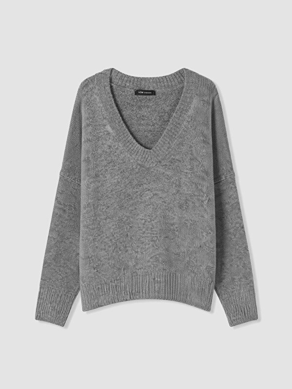 LCW Vision V Yaka Oversize Kadın Triko Kazak