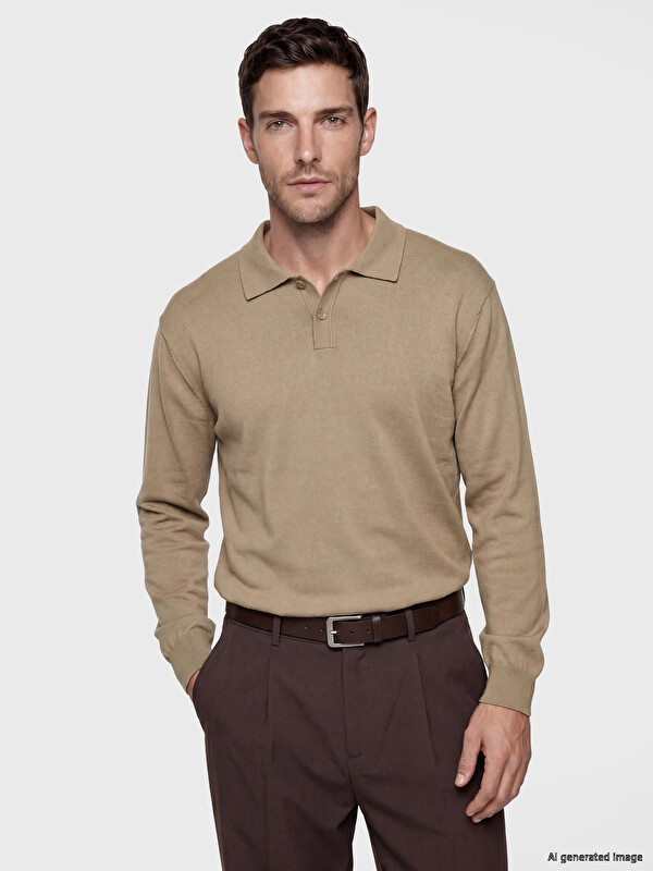 LCW ECO Standard Fit Polo Collar Long Sleeve Men's Knitwear Sweater