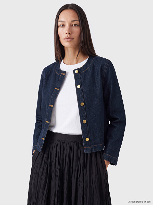 LC WAIKIKI Bisiklet Yaka Kadın Jean Ceket