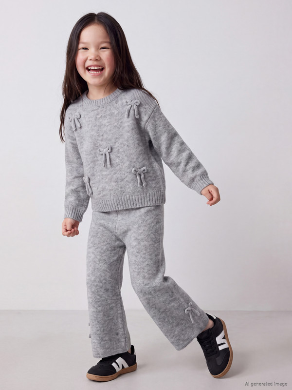 LCW Kids Bowed Girls' Knitwear Set