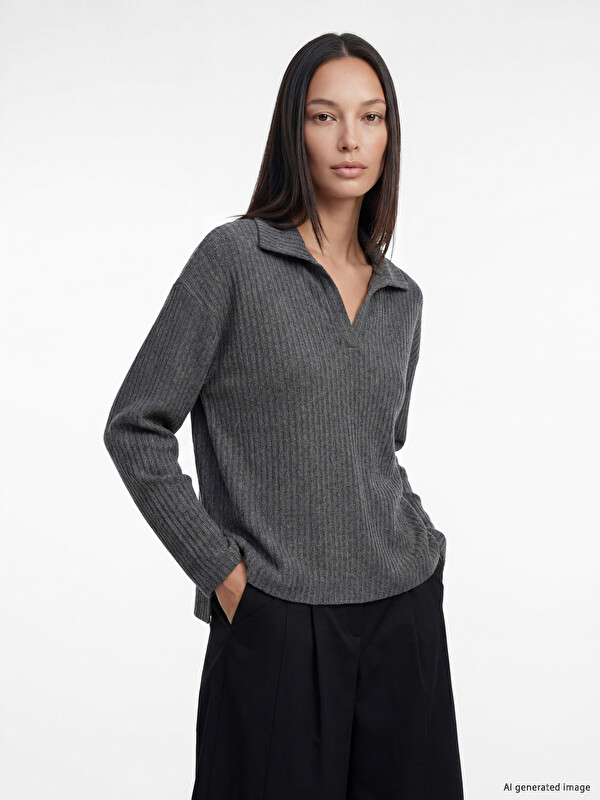 LC WAIKIKI Polo Collar Women's Ribbed Body