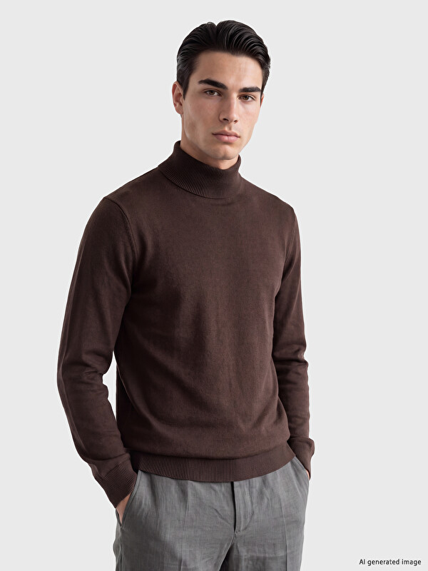 LCWAIKIKI Classic Mock Neck Men's Knitwear Sweater