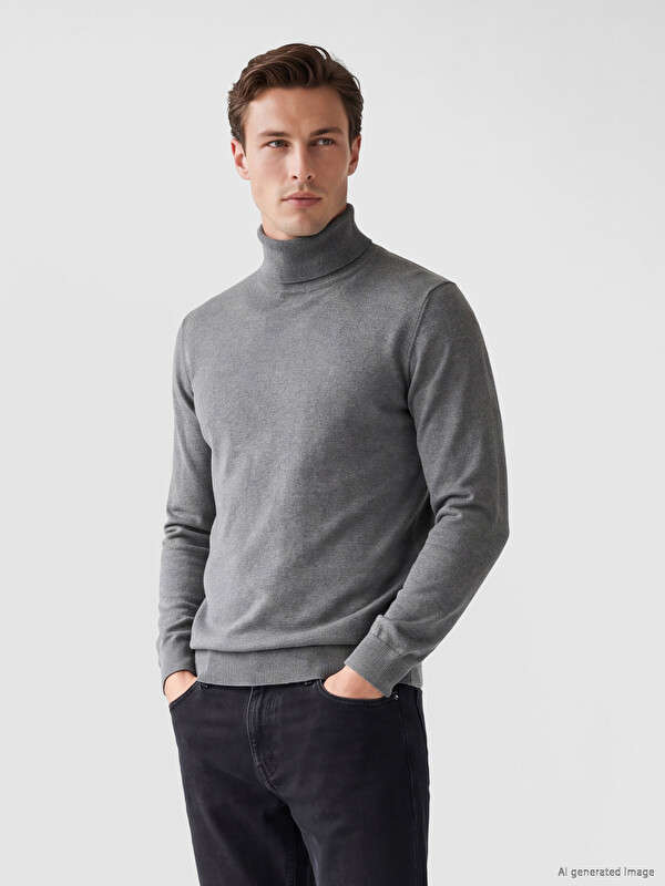 LCWAIKIKI Classic Pulover Tricotat Mock Neck Bărbați