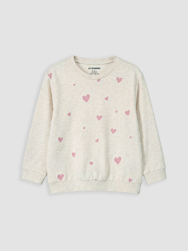 LC WAIKIKI Kalp Baskılı Kız Çocuk Sweatshirt