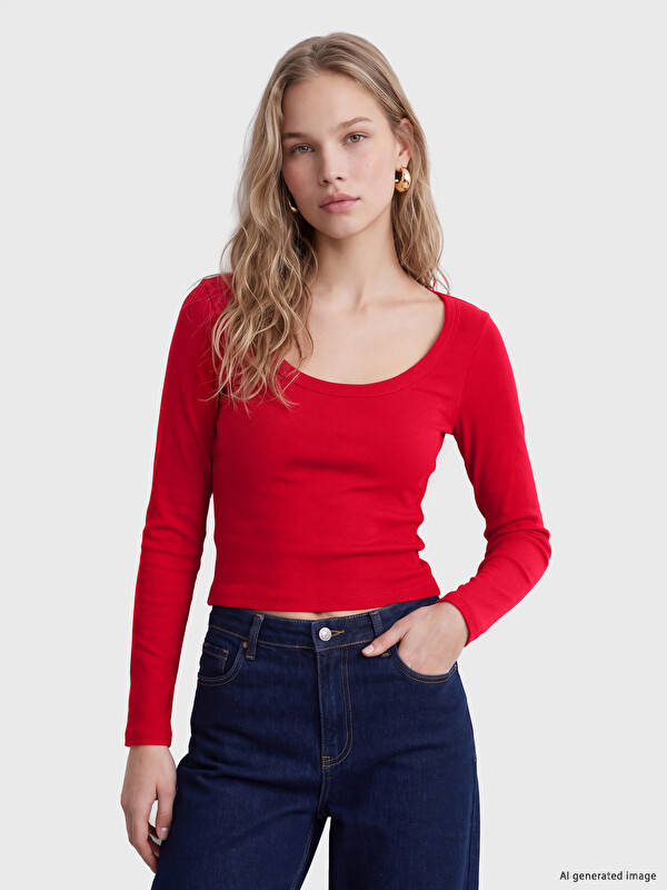 LCW Vision U Neck Women's Ribbed Body