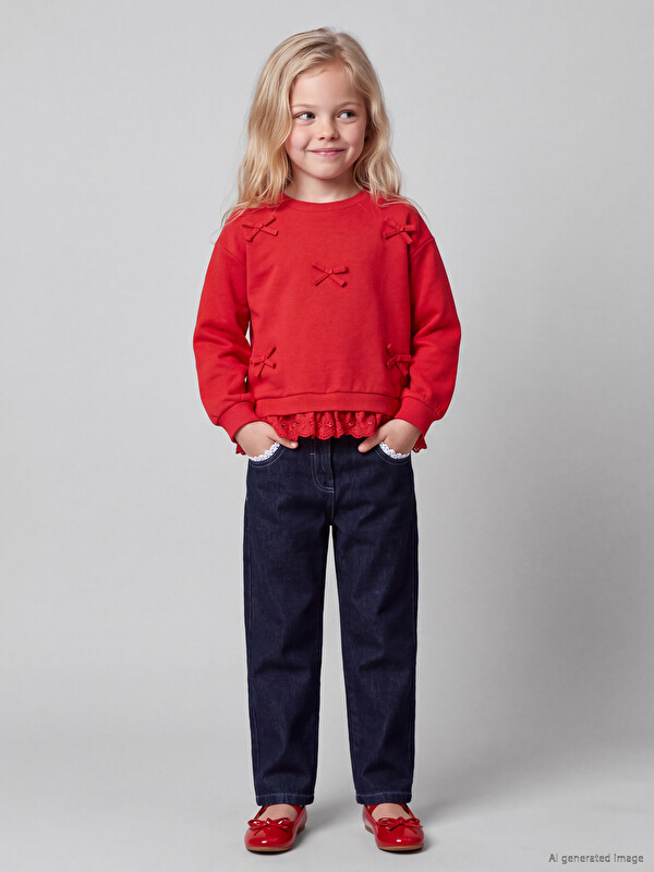 LCW Kids Regular Fit Embroidered Girls' Jean