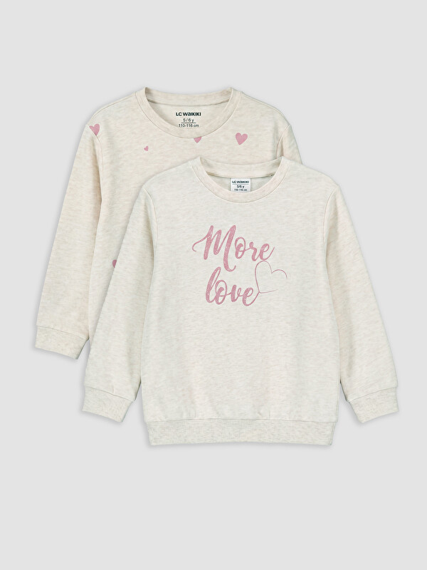 LC WAIKIKI Baskılı Kız Çocuk Sweatshirt 2'li