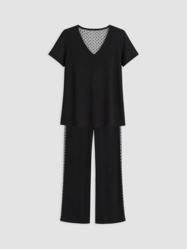 LCW DREAM Set de pijama cu buline cu decolteu în V pentru femei