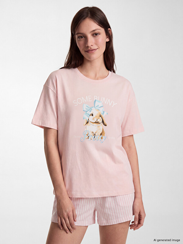 LCW DREAM Baskılı Kadın Şortlu Pijama Takımı