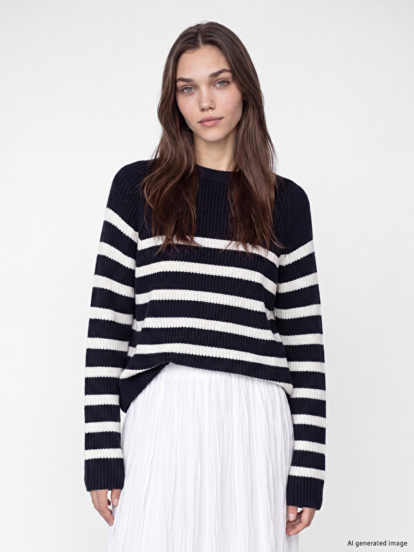 LCW Modest Crew Neck Striped Women's Knitwear Sweater