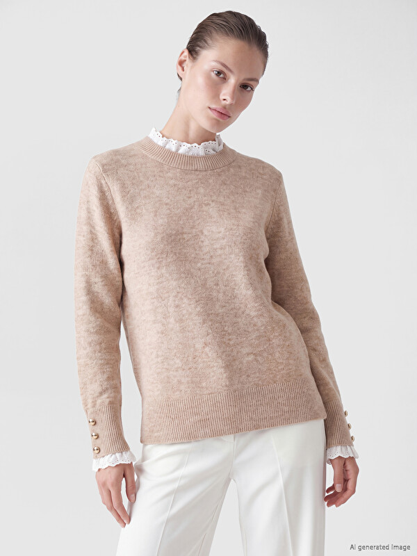 LCWAIKIKI Classic Woman Beige Sweater