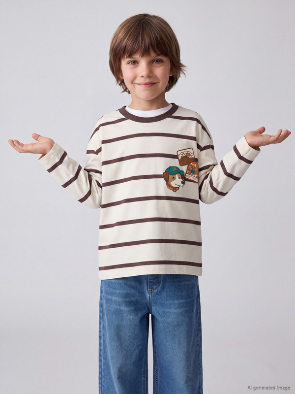 LCW Kids تيشيرت أولاد مخطط بياقة دائرية