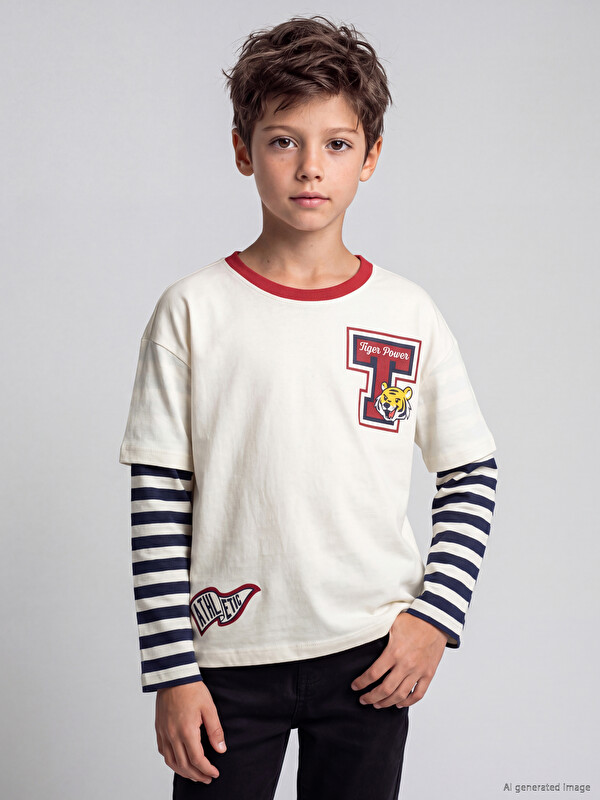 LCW Kids Crew Neck Color Block Boys' T-shirt