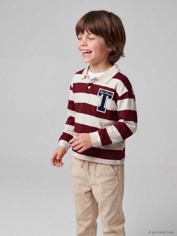 LCW Kids تي شيرت ياقة بولو مُخَطَّط للأولاد