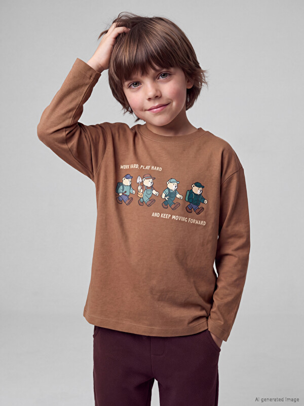 LCW Kids Момче Кафяво Тениска