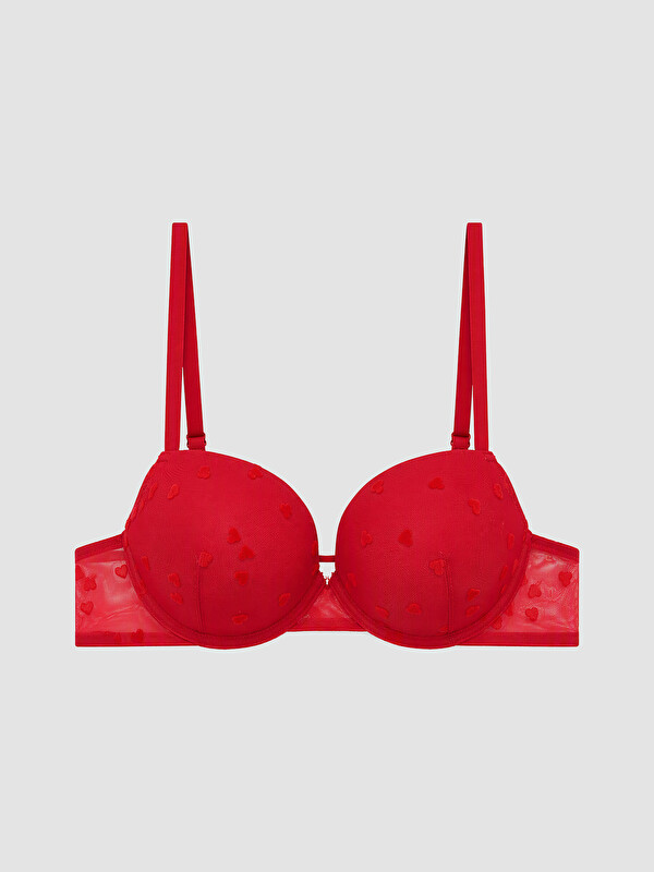 LCW DREAM Wired Padded Heart Embroidered T-Shirt Bra
