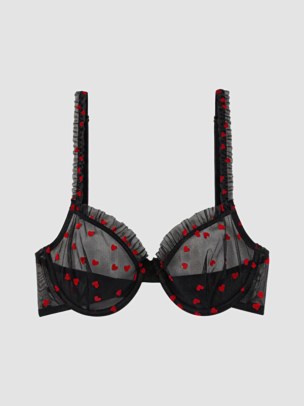LCW DREAM Wired Non Padded Heart Embroidered T-Shirt Bra